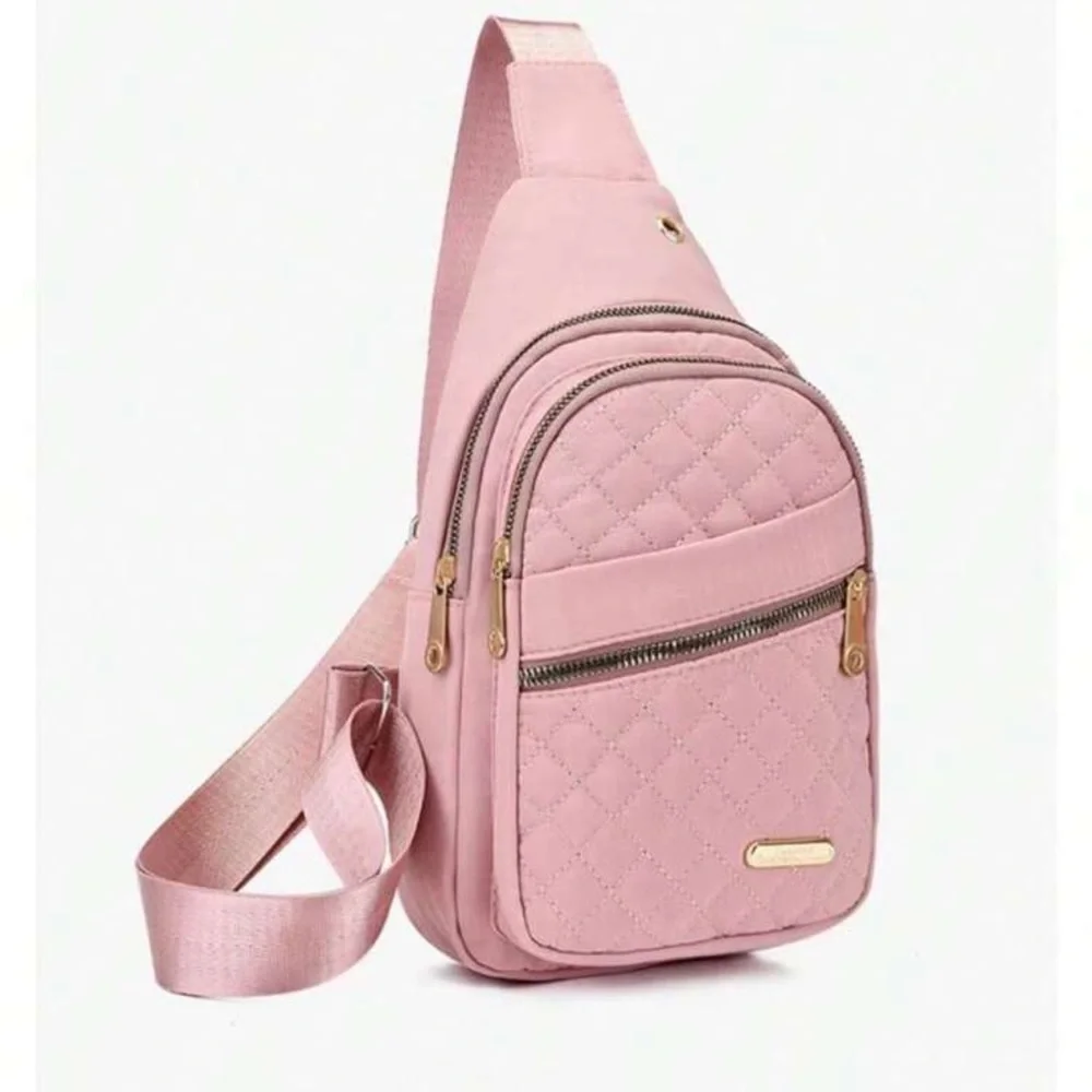 NWOT Quilted Pink Sling Bag Color Pink